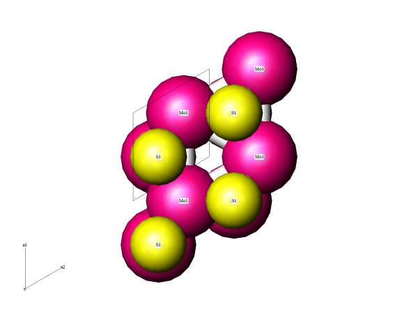 struktura molybdenitu ez (001)