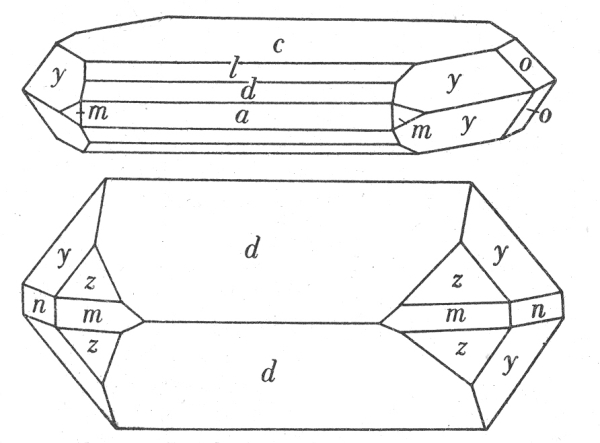 tabulkovitý a sloupcovitý krystal anglesitu