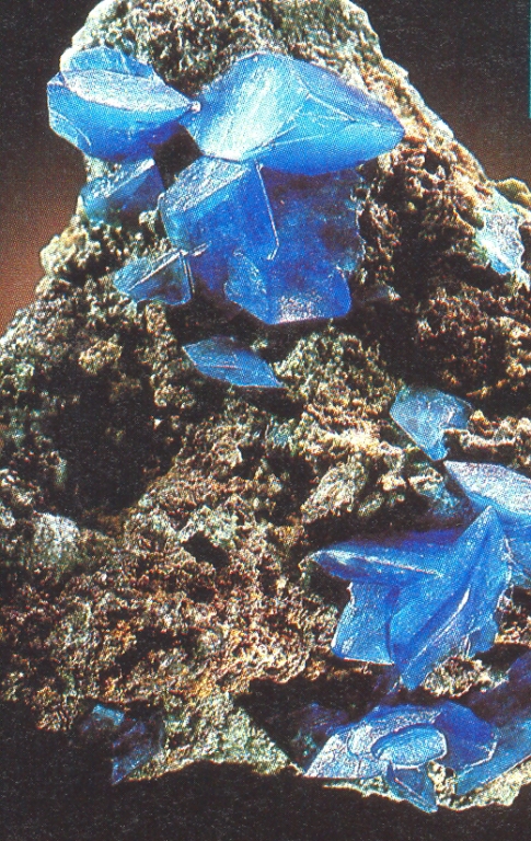 modré krystaly chalkantitu